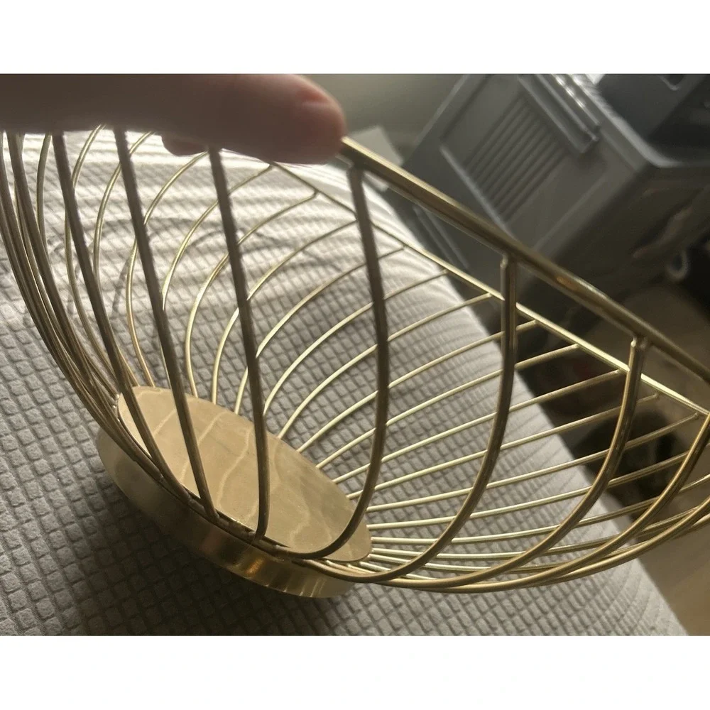 2 Gold MCM Wire Baskets Fruit Bowl French Farmhouse Not Sure What Era mcm Vtg